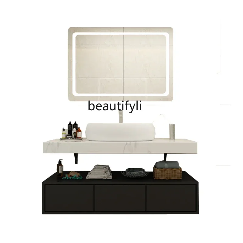 

45Nordic Smart Bathroom Cabinet Combination Bathroom Antifog Glasses Wall-Mounted Bathroom Cabinet Cabinet on Art Basin