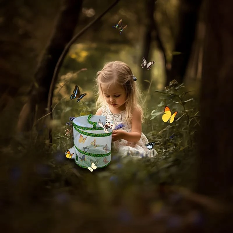 Butterfly Growing Kit - Foldable Butterfly Habitat Cage - 13.8x12Inch Tall - Clear Mesh Enclosure Terrarium-A07G