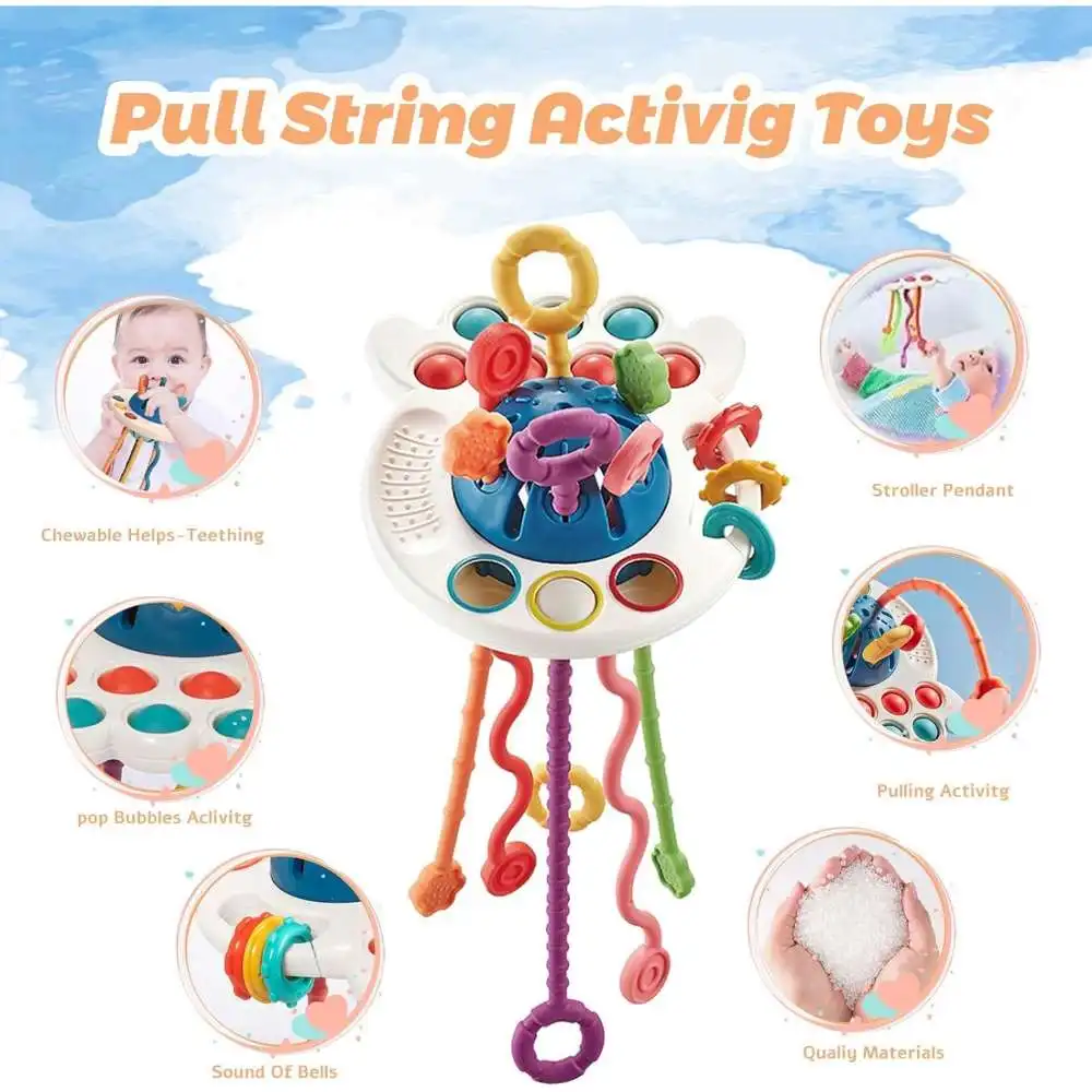 Baby toys 6 to 12 months, Montessori toys for 1 year old, Sensory Toys for Toddlers 1-3,Pull String Toys, Stacking Blocks