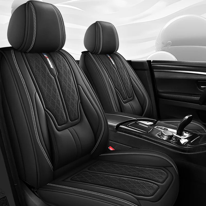 Luxury Car Seat Cover Set for Front Back Four Seasons Lumbar Support Seat Cushion Protector Universal Auto Interior Accessories