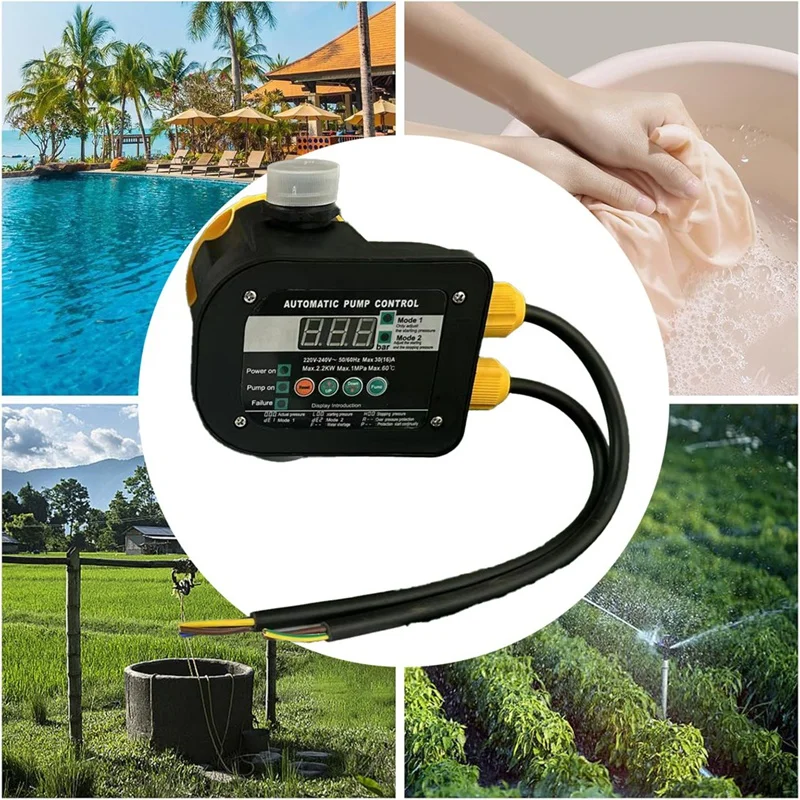 Smart Pump Controller,2 Modes Digital Display, Waterproof IP65,Adjustable Pressure,High Power For Home,Garden,Industrial