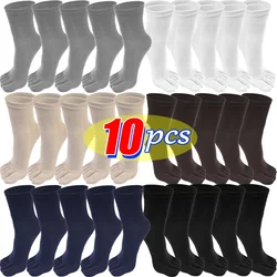 5pairs Casual Five Toe Long Socks Business Men Sports Running Separate Fingers Stocking Breathable Non-Slip Crew Middle Tube Sox