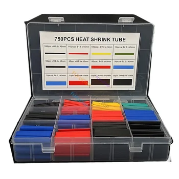 750 adet Isıyla Daralan Boru Yalıtım Daralan Borular Çeşitleri Elektronik Poliolefin Tel Kablo Kılıfı Kiti Shrink Sarma