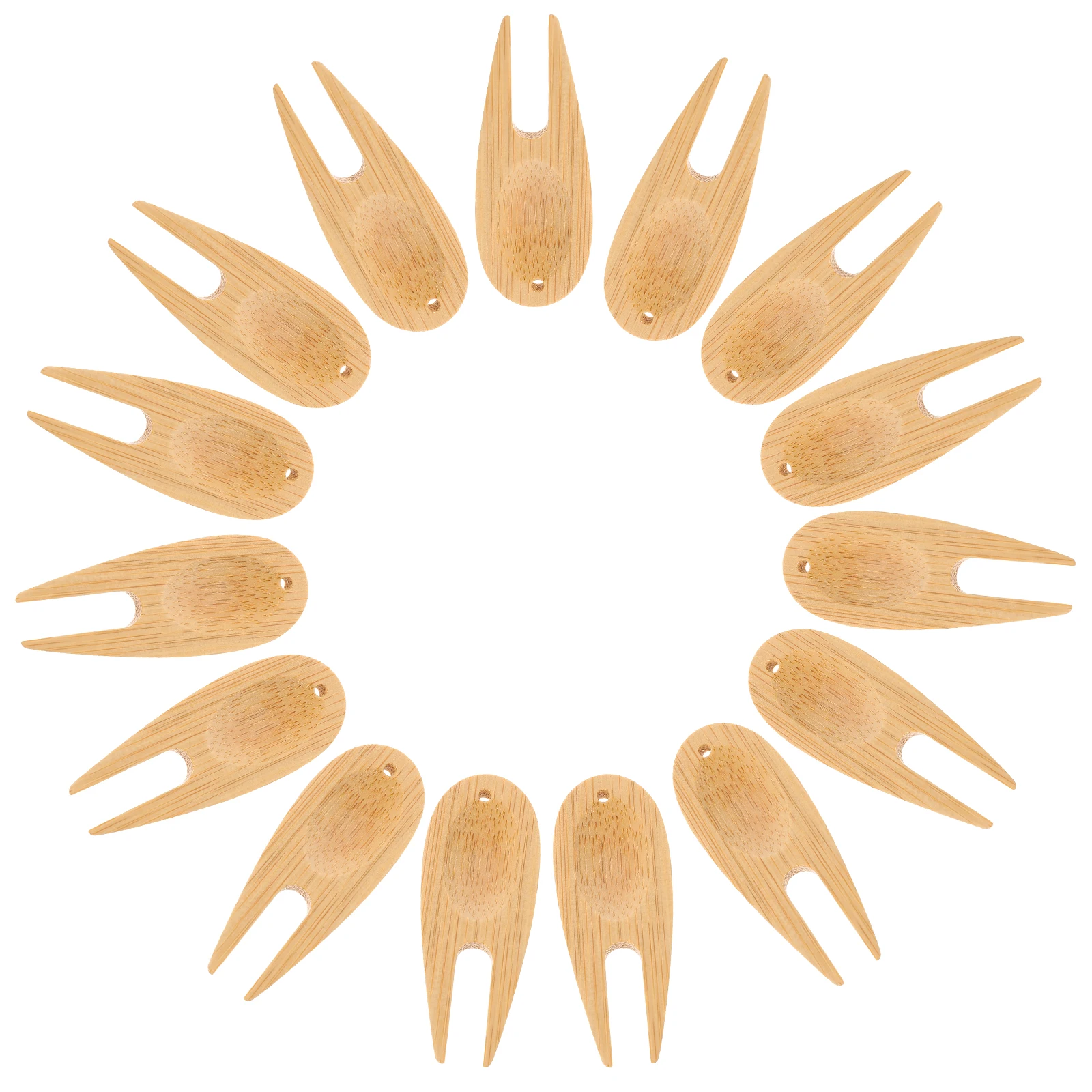 

15 Pcs Green Fork Divot Repair Tool Portable Lawn Divot Tool Accessories Bamboo Gear Men Supplies Training Aids