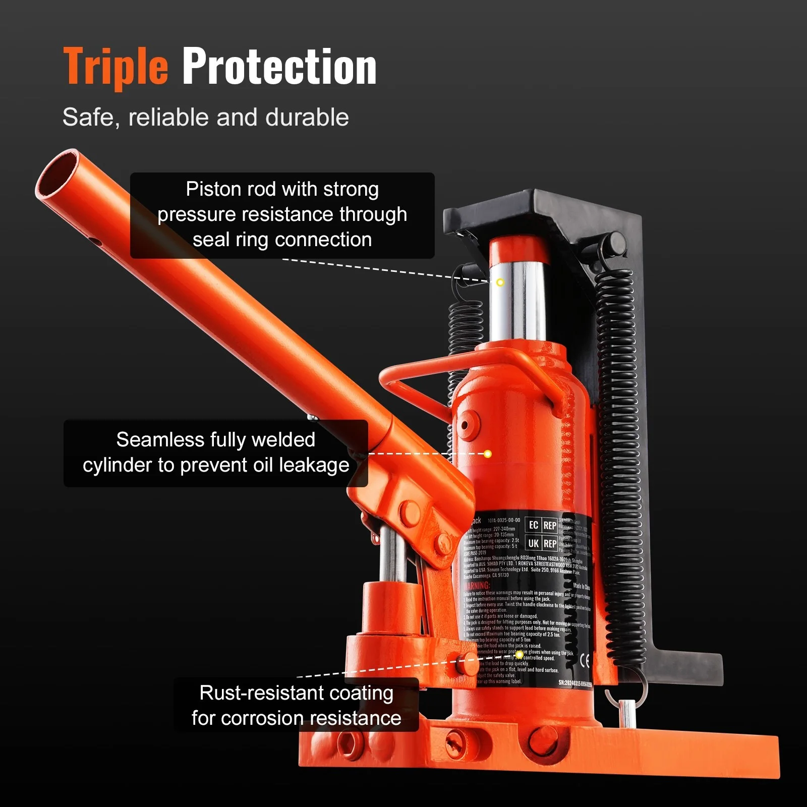 SucceBuy Hydraulic Toe Jack 2.5 Ton On Toe Toe Jack Lift 5T On Top Lift Capacity Machine Jack 0.8-5.3 in Toe Height 8.9-13.4 Top