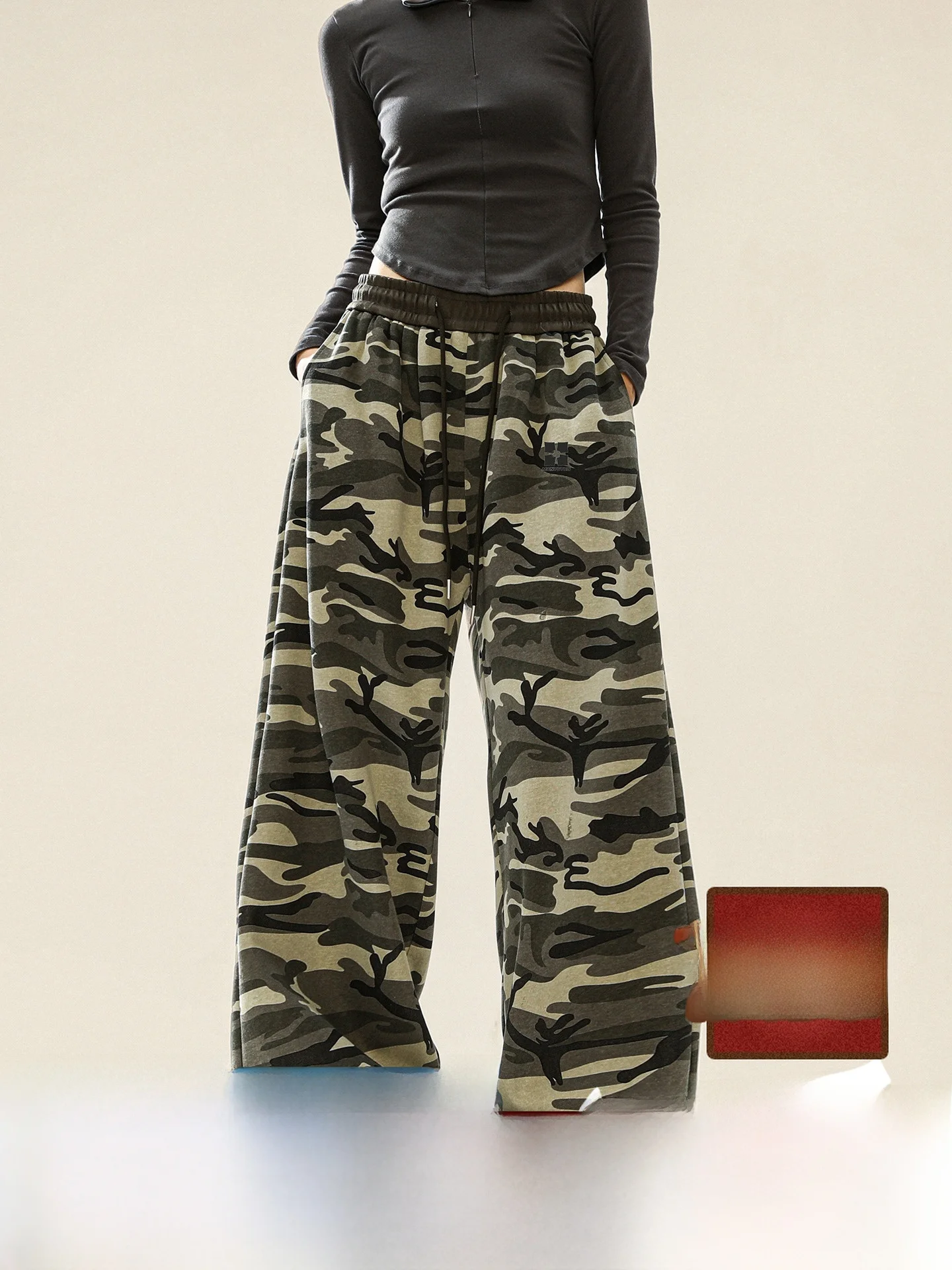 

Manyston American Retro Camouflage Pants Men's Loose Wide Leg Floor Length Trousers Spring Autumn Trendy Brand Teenage