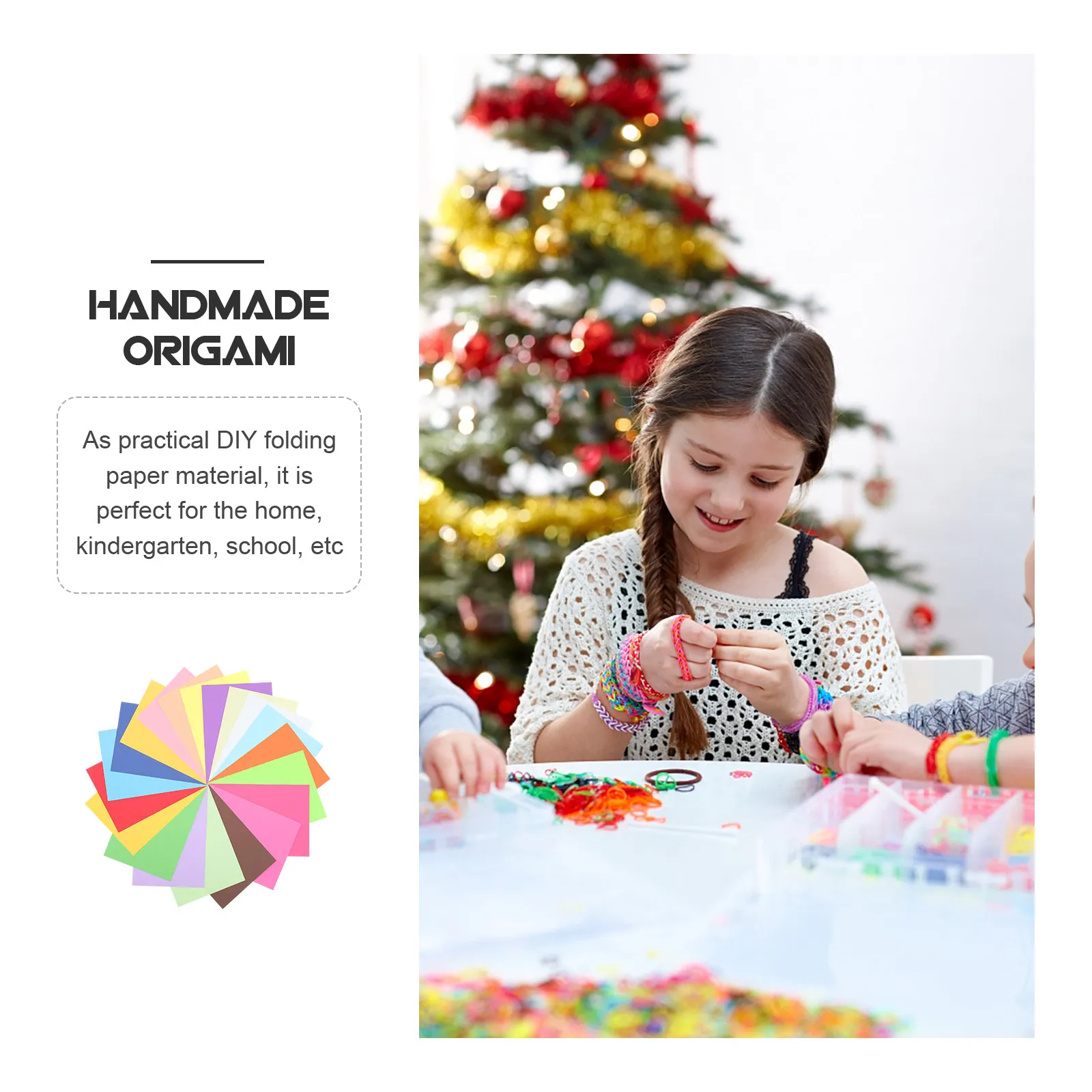 100Pcs Creative DIY Origami Paper Colorful Dual-Sided Cardstock 8.5 for Children Adults Handicrafts Flowers Decor Training