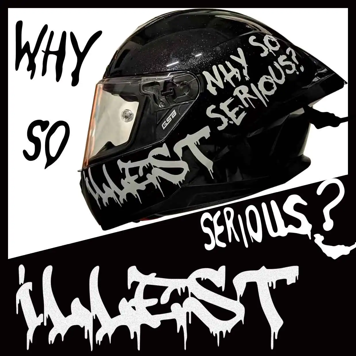Why So Serious Illest Tank Racing Reflective Stickers Decor Motorcycle Scooter Body Moto Helmet Fuel Tank Accessories Decal