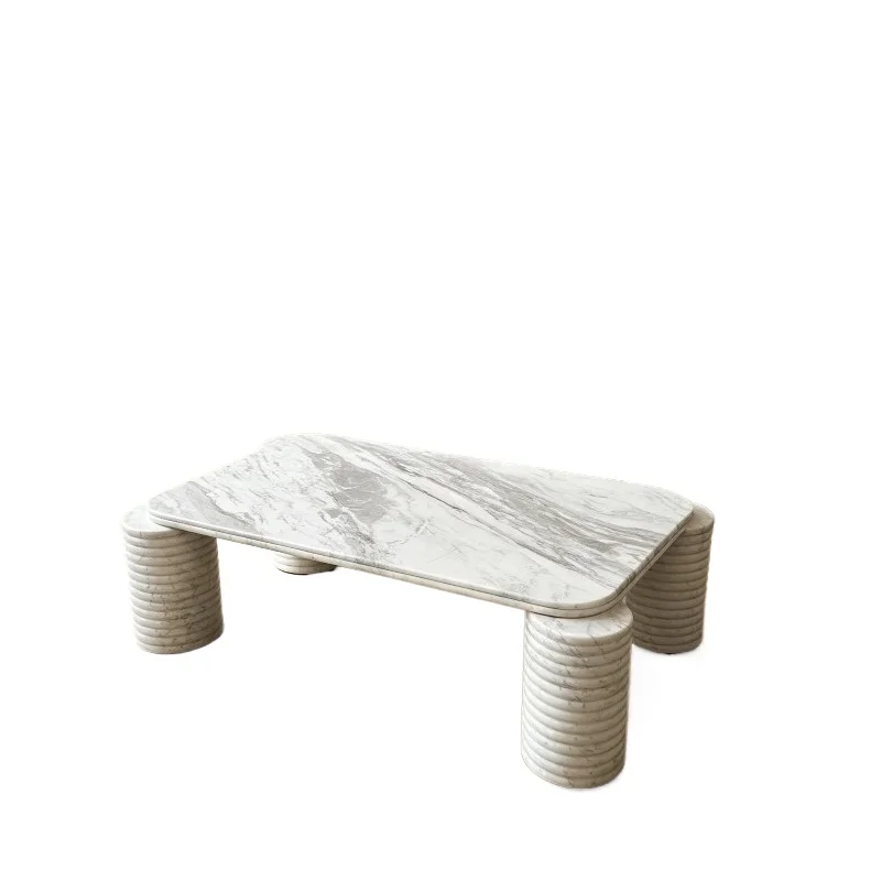 Modern Luxury Nordic Natural Stone Base Durable Coffee Table Jazz White Marble Base Center Table Set Furniture Living Room