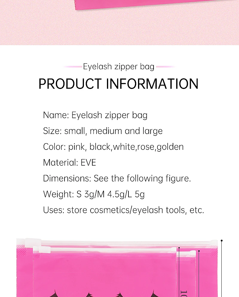 10 stücke Wimpern Nachsorge Taschen Mit Reißverschluss Kulturbeutel Make-Up Tasche Kosmetische Reise Schönheit Werkzeug Verpackung Lash Verlängerung Liefert – Detail 2