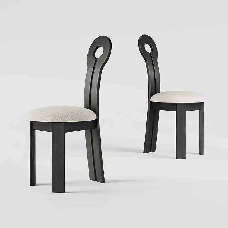Medieval solid wood dining chair 2025 new French cream American retro ash wood Italian minimalist key chair