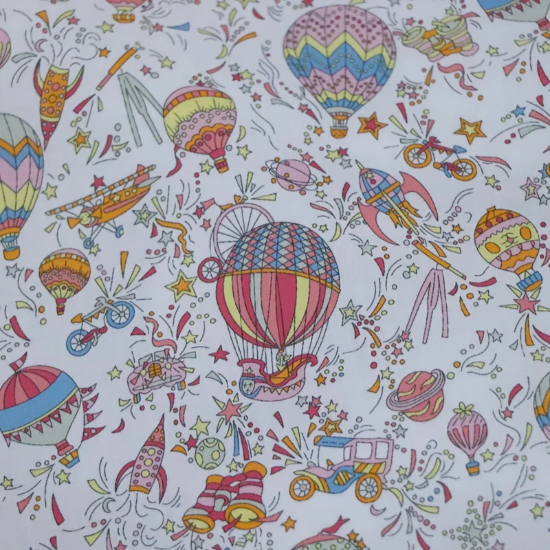 Tissu imprimé numérique pour la couture, ballon floral, 100% coton, pages similaires des années 80, robe de gril, jupe, popeline de créateur pour enfants, Tela