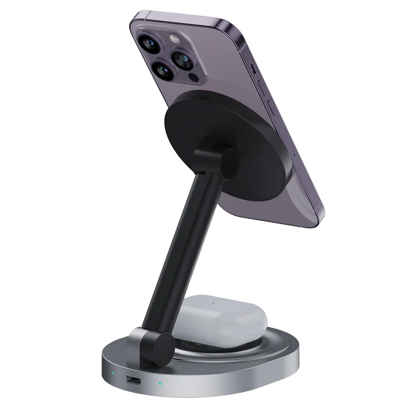 15W 2 in 1 Magnetic Wireless Charger Stand Foldable For iPhone 12 13 14 Mini Pro Max Apple Watch Airpods Fast Charging Station image 5