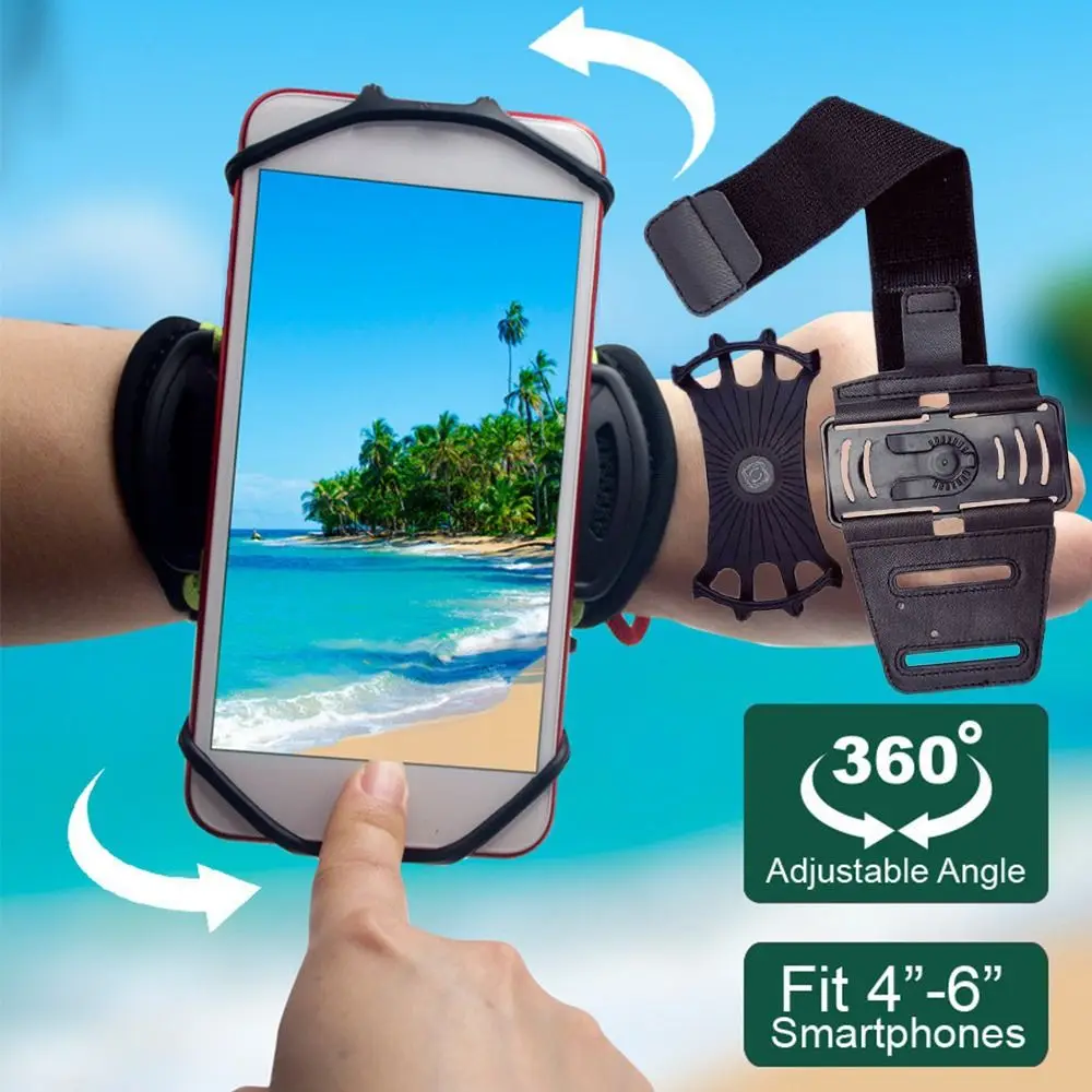 

Reflective Cell Phone Holder 360° Rotatable Adjustable Phone Armband Detachable Mobile Phone Wristband Strap