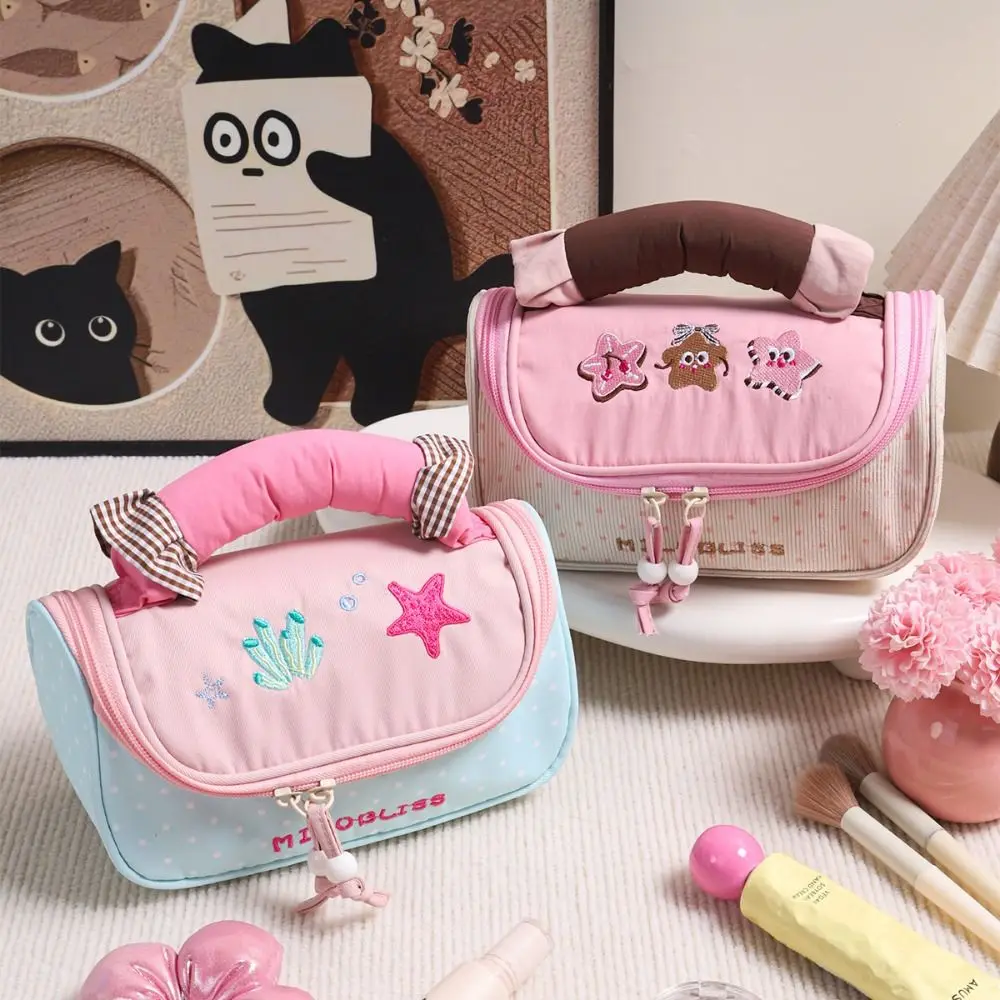 Large Capacity Handheld Makeup Bag Candy Color Aesthetic Pencil Case Multifunctional Stationery Organizer