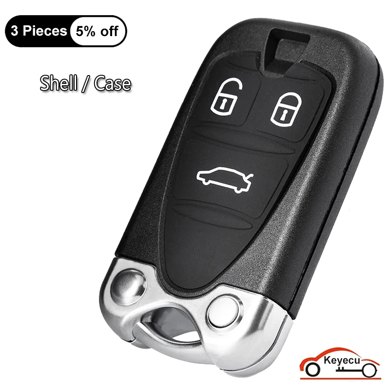 

KEYECU 3 Buttons Case for Alfa Romeo 159 Brera Spider 2005-2011 Auto Smart Remote Key Shell Cover Fob Replacement + Insert Blade