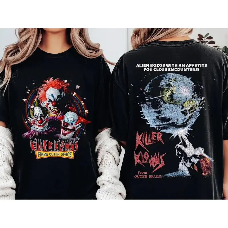 Killer Klowns from Outer Space Retro T-Shirt ,Retro Horror Movie Tee ,Vintage Clown Tee,Punk Rock Grunge Retro Tee,Horror Halloween Gift