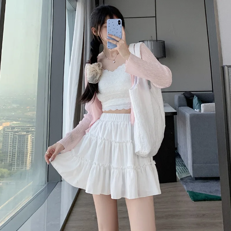 

Мини-юбка Корейская версия Короткая юбка с цветочным принтом Новая мода, сексуальная, с высокой талией, универсальная, трапециевидной формы с эффектом похудения, летняя одежда