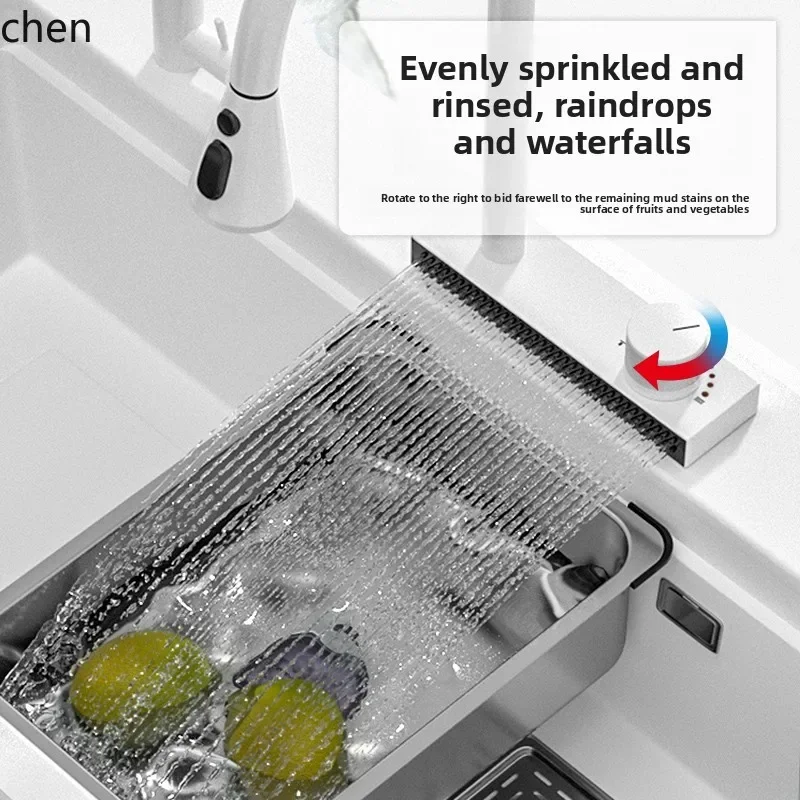 DSAQuartz Stone Sink Large Single Bowl Kitchen Household Dishwashing Sink Countertop