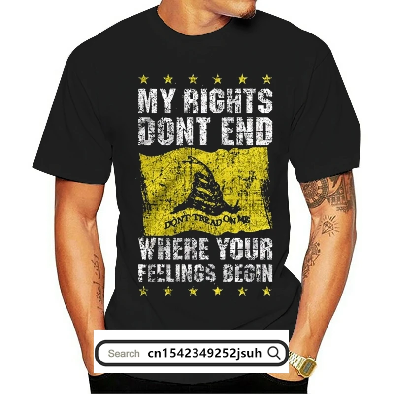 

My Rights Dont End Dont Tread On Me T Shirt 100% Cotton Print Mens Summer O Neck