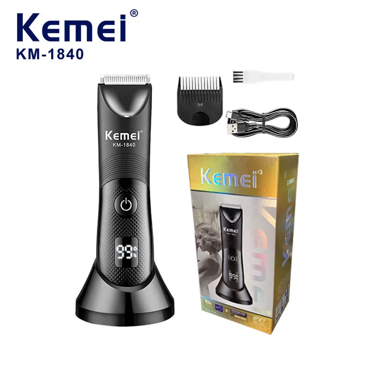 Kemei ماكينة حلاقة كهربائية المهنية مقاوم للماء مقص الشعر اللاسلكي الحساسة منطقة المتقلب اللحية سيدة الجسم الحلاقة KM-1840