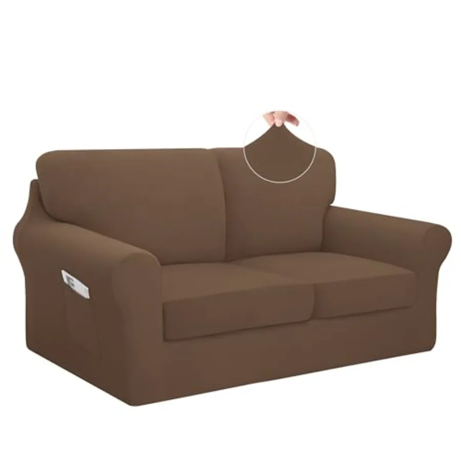 

5 Pieces Stretch Loveseat Cover Washable Loveseat Slipcover Set for 2 Backrest and Seat Cushion Couch Anti-Slip Sofa Couch Cove