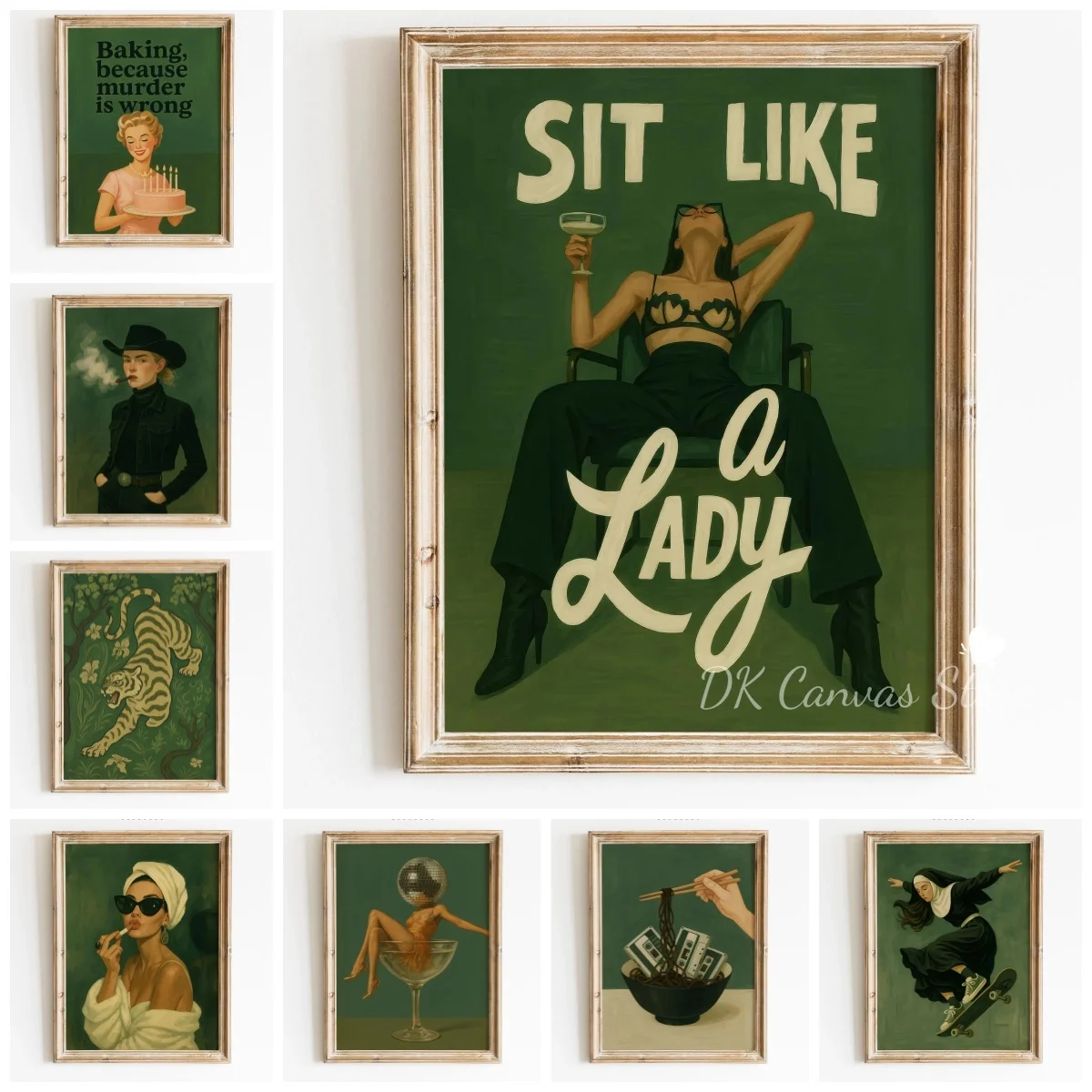 Póster impreso en lienzo femenino "Sit Like A Lady", impresiones artísticas divertidas Vintage para dormitorio, sala de estar, Bar, arte de pared, póster de decoración del hogar
