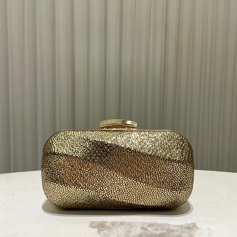 Glitter Metallic Texture Evening Bags for Women Fashion Wedding Party Bridal Clutch Wedding Handbag Elegant Banquet Box Purse