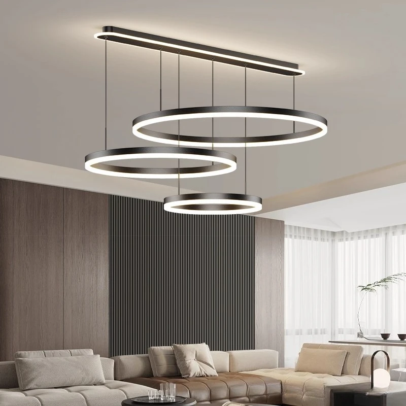 SANDYHA Modern Minimalist Pendant Light Creative Circular Chandelier LED Lighting Bedroom Living Room Hotel Lobby Home Decor