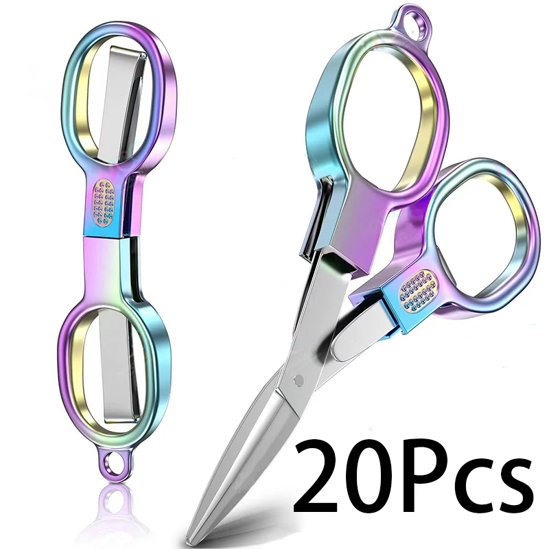 20 Pieces Folding Scissors Safety Travel Scissors Stainless Steel Retractable Pocket Scissors for Home Office