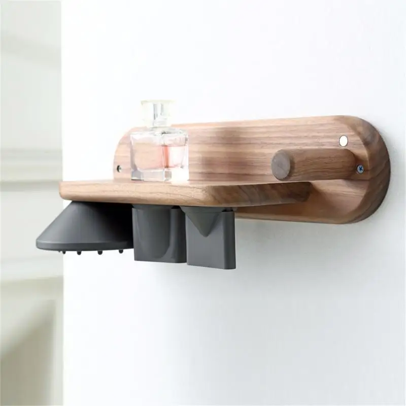 

New Multi Use High Grade Black Walnut Wooden Made For Hair Dryer Toilet Bathroom Storage Rack Shelf For Dyson Hair Dryer