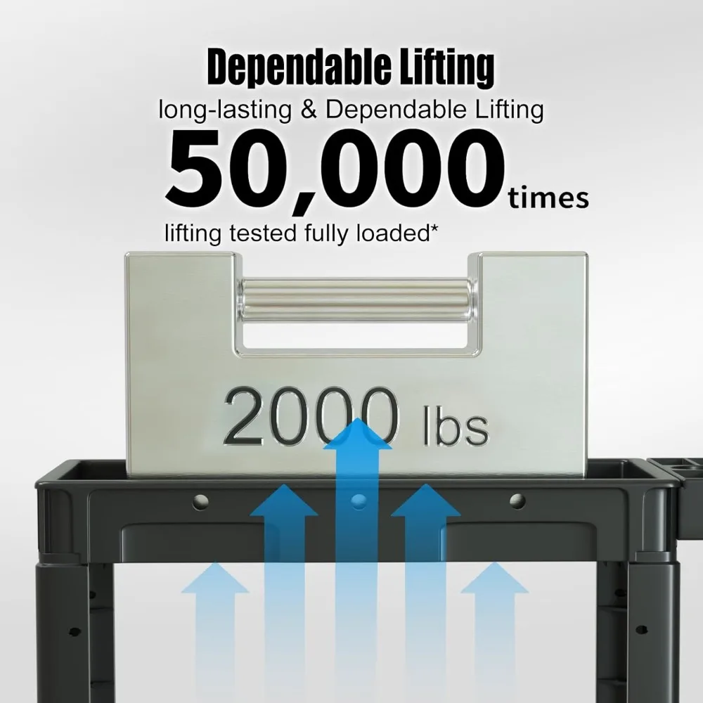 عربة أدوات بلاستيكية متدحرجة من طبقتين مع مقبض مريح وأرفف عميقة لتخزين الأدوات وتنظيم مساحة العمل