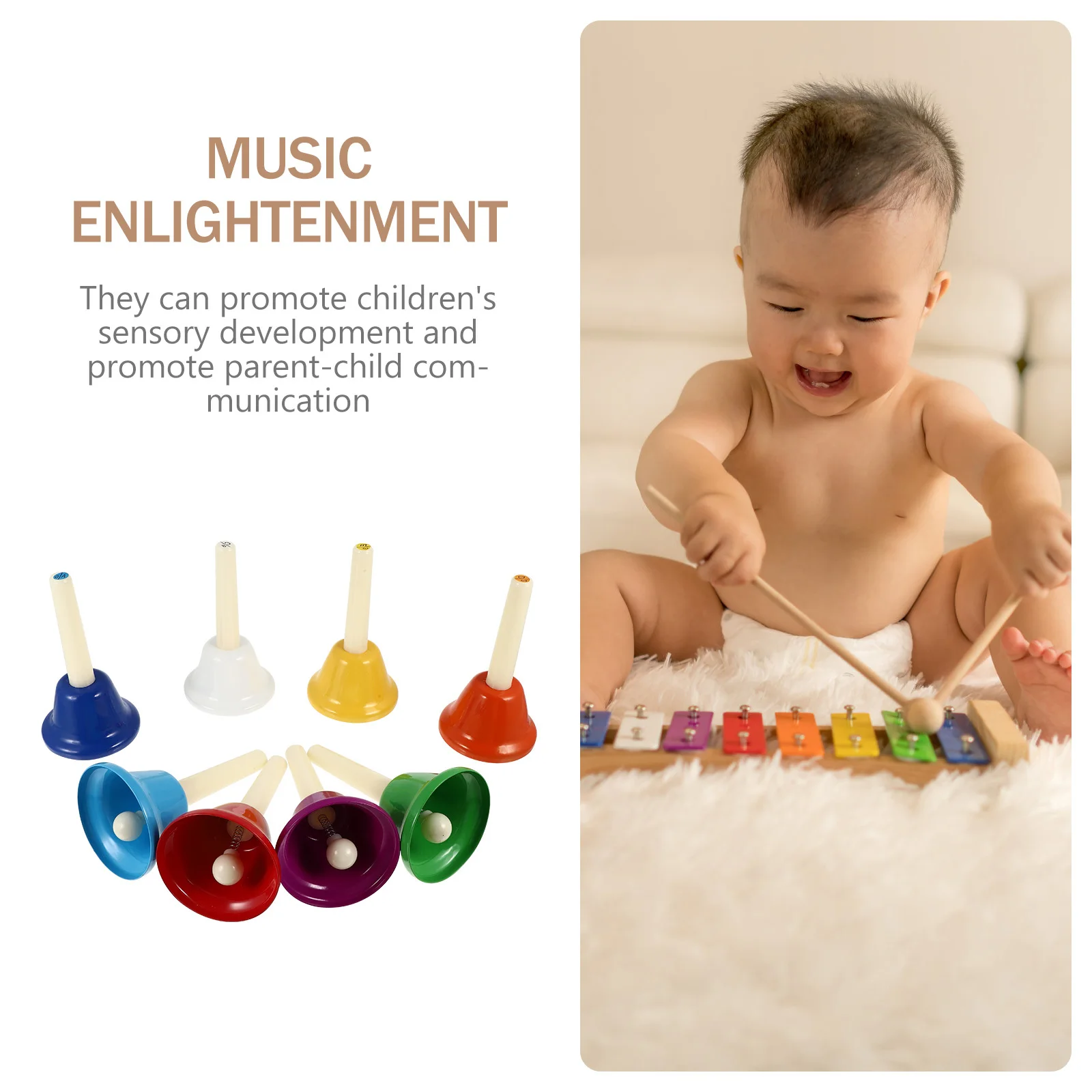 8 قطعة 8 لهجة اليد جرس مجموعة أدوات قرع المدرسة الملونة إيقاع آلة موسيقية للتعلم المبكر