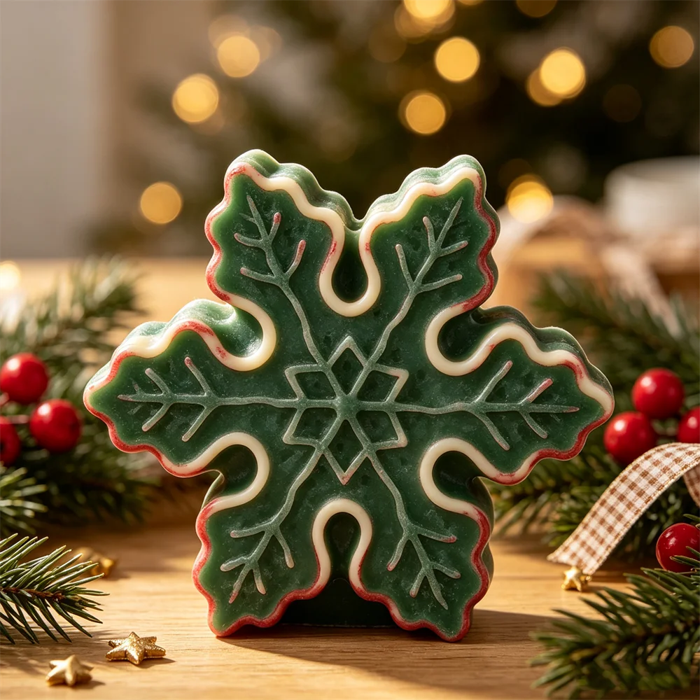 Christmas Snowflake Baking Mould Homemade Biscuit Chocolate Cookies Silicone Molds DIY Aroma Candle Xmas Decoration Mould