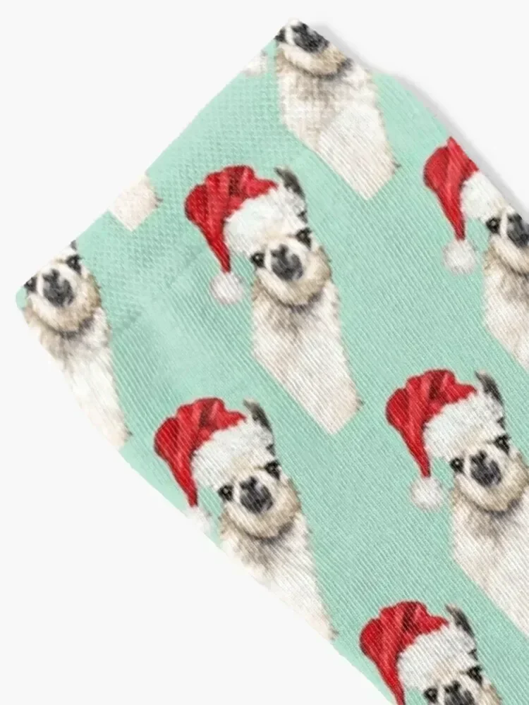 Christmas Sneaky Llama in Green Socks Antiskid soccer custom sports anti-slip anti slip football Woman Socks Men's