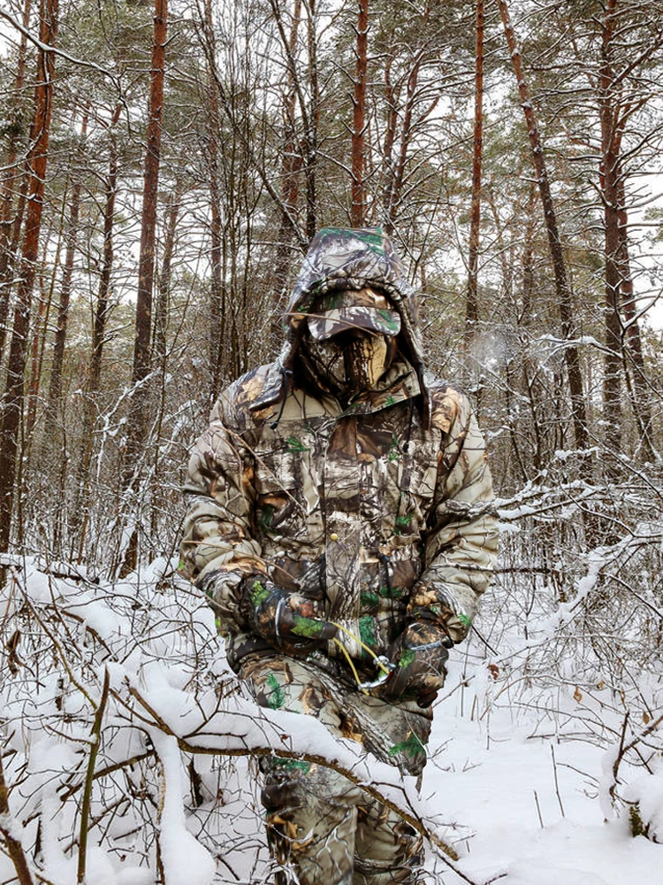 Winter Thermal Wind Waterproof  Tactical Hiking Windbreaker Soft Breathable Wear Resistant Bionic Camo Hunting Fishing Clothes