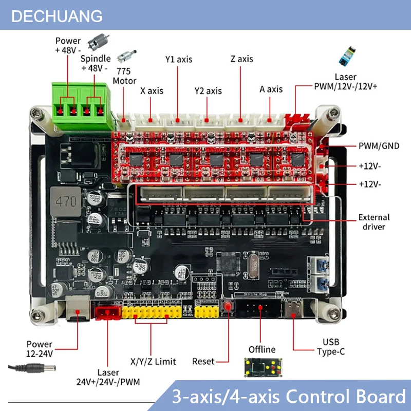 CNC 4Axis 3Axis GRBL1.1 Control Board Double Y-axis Support Offline Control Motherboard For CNC Laser Engraver