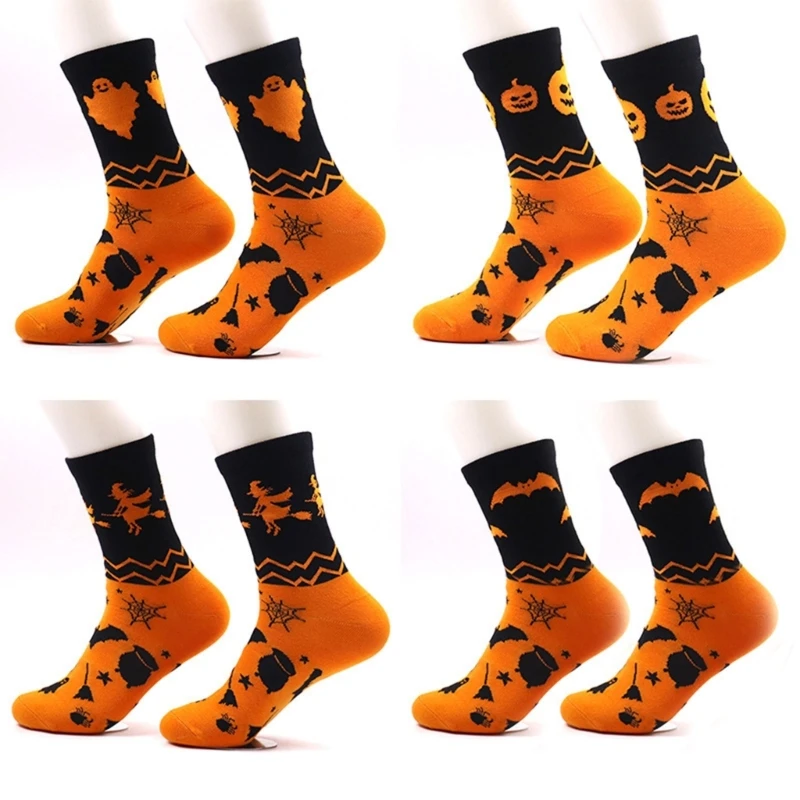 Mystical Ghostly Socks for Unisex Cotton Socks for Halloween Celebrations