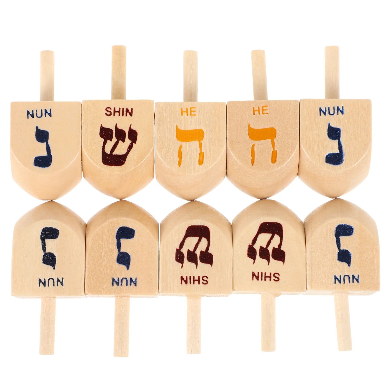 

10 Pcs Portable Spinning Top Toy Child Travel Dreidel Game Dreidels for Hanukkah 400X200X180CM Wood Party Supplies