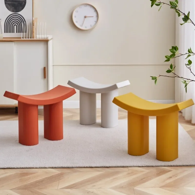 Nordic Shoe Changing Stools Living Room Plastic Small Stool Household Curved Bench Modern Coffee