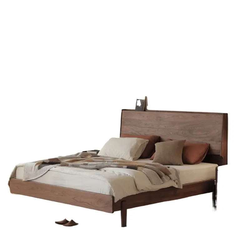 for Chongjiang furniture North American black walnut solid wood bed Nordic Japanese style mortise and tenon modern simple all