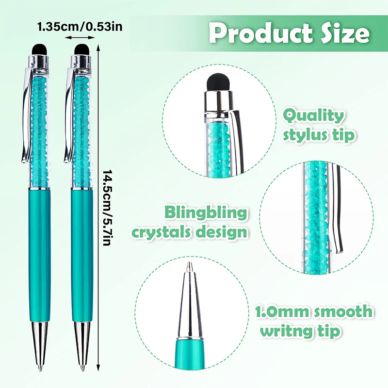 Imagem -06 - Canetas Esferográficas de Cristal Caneta Stylus de Cristal em Caneta Esferográfica Fina com Glitter e Diamante Canetas Capacitivas para Escrita 12 Peças