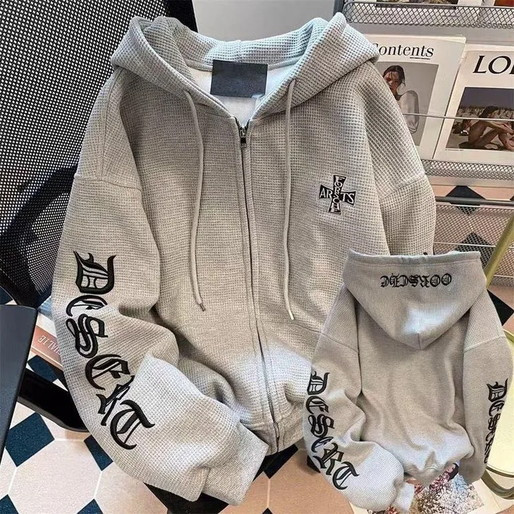 

Мужской джерт с готической вышивкой крестом, кардиган Арлекин, свитшот, осень-зима, большой размер 250, американский S...