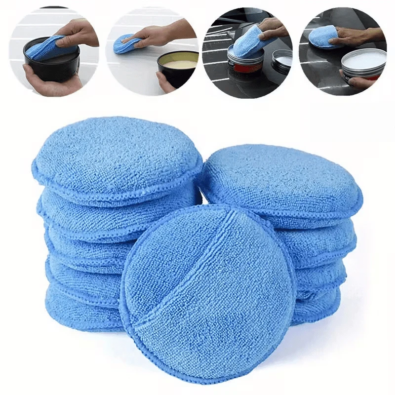 5pcs Car Detailing Applicator Pads Car Care Waxing Polish Sponge Soft Microfiber Round Pocket Foam Sponges Car Cleaning Tools