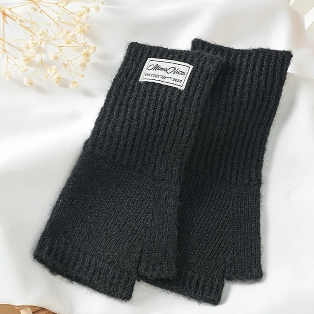 New Knitted Fingerless Mittens Thumb Opening Warm Knitted Gloves Touchscreen Half-Finger Gloves Writing Use
