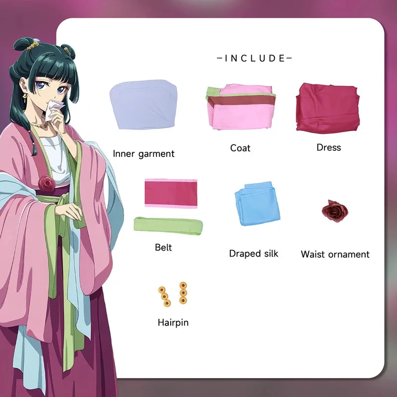 Anime The Apothecary Diaries Maomao Cosplay Traje Vestido Saia Uniforme Mao Peruca Trajes de Carnaval de Halloween para Mulheres Adultx;8'm