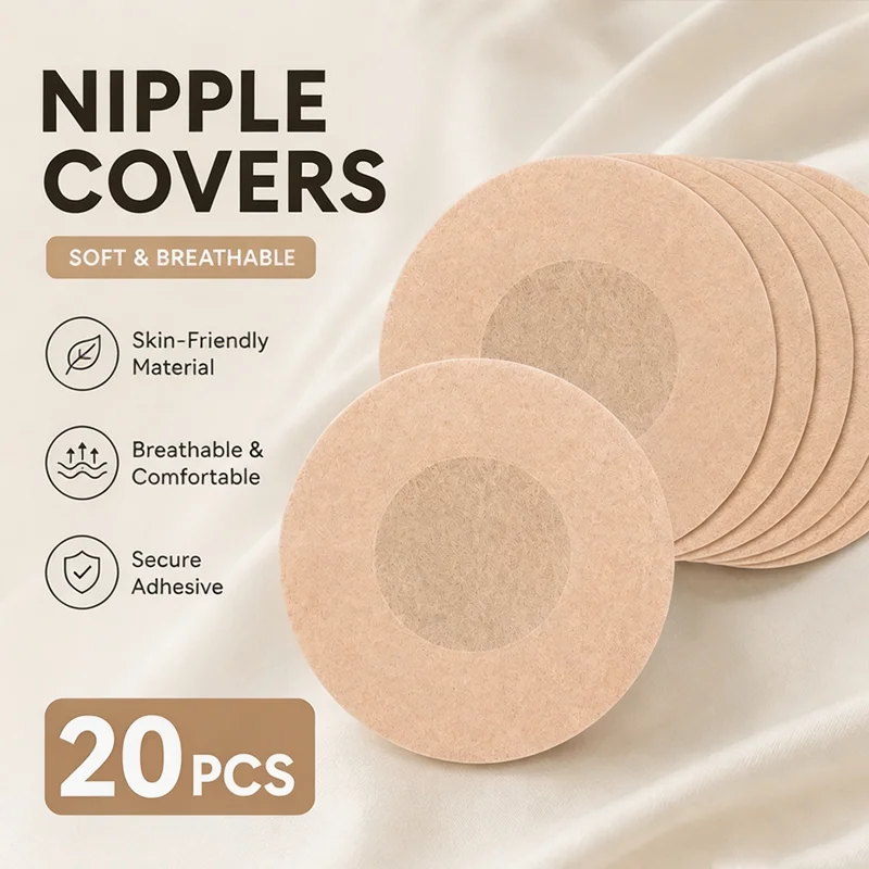 Ultra-Thin Disposable Nipple Covers, Made of Breathable Non-Woven Fabric, Anti-Bump Design, Round Shape, Seamless Fashion Accessory, Suitable for Clothing, Swimsuits, and Wedding Photography