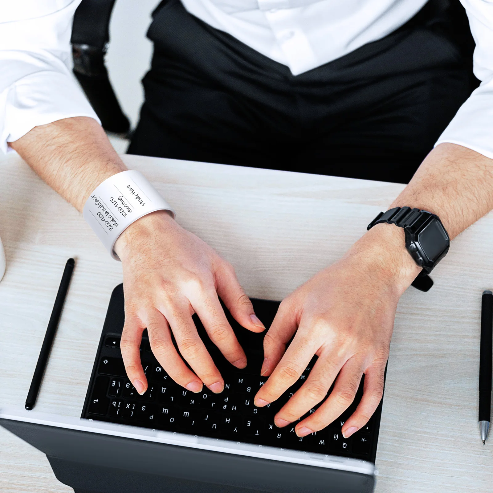 

2Pcs Erasable Memo Wristband Reusable Silicone Bracelet Writable Notepad for Professionals Students Nurses Reusable Notes