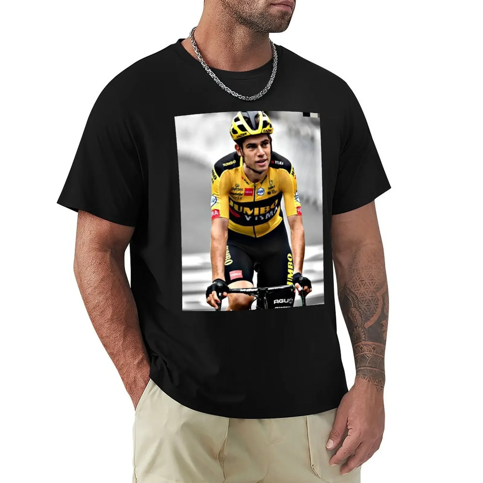 

Wout van Aert in action! T-Shirt sweat man clothes Aesthetic clothing black t shirts for men