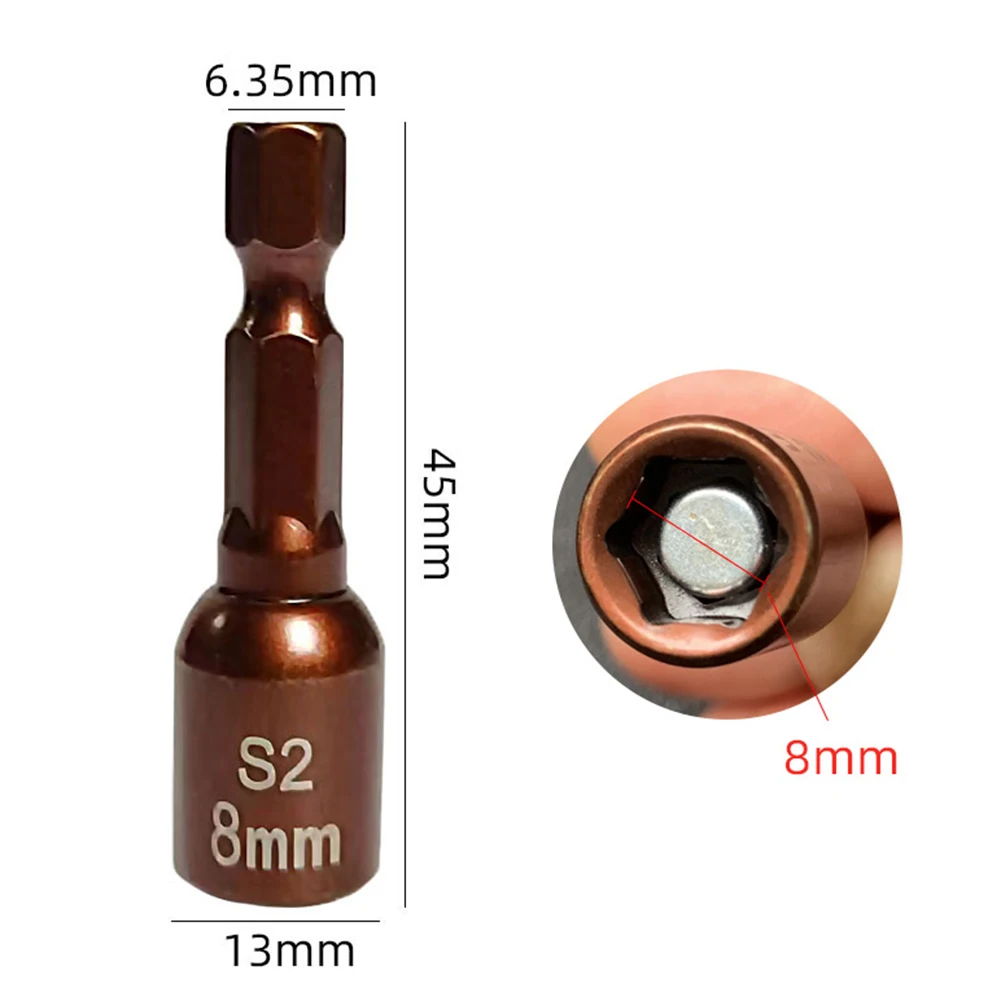 8mm MagneticNutScrewdriverSocketBit Adapter śrubokręta z chwytem sześciokątnym Klucz nasadowy do wkrętaków elektrycznych Wiertarka pneumatyczna